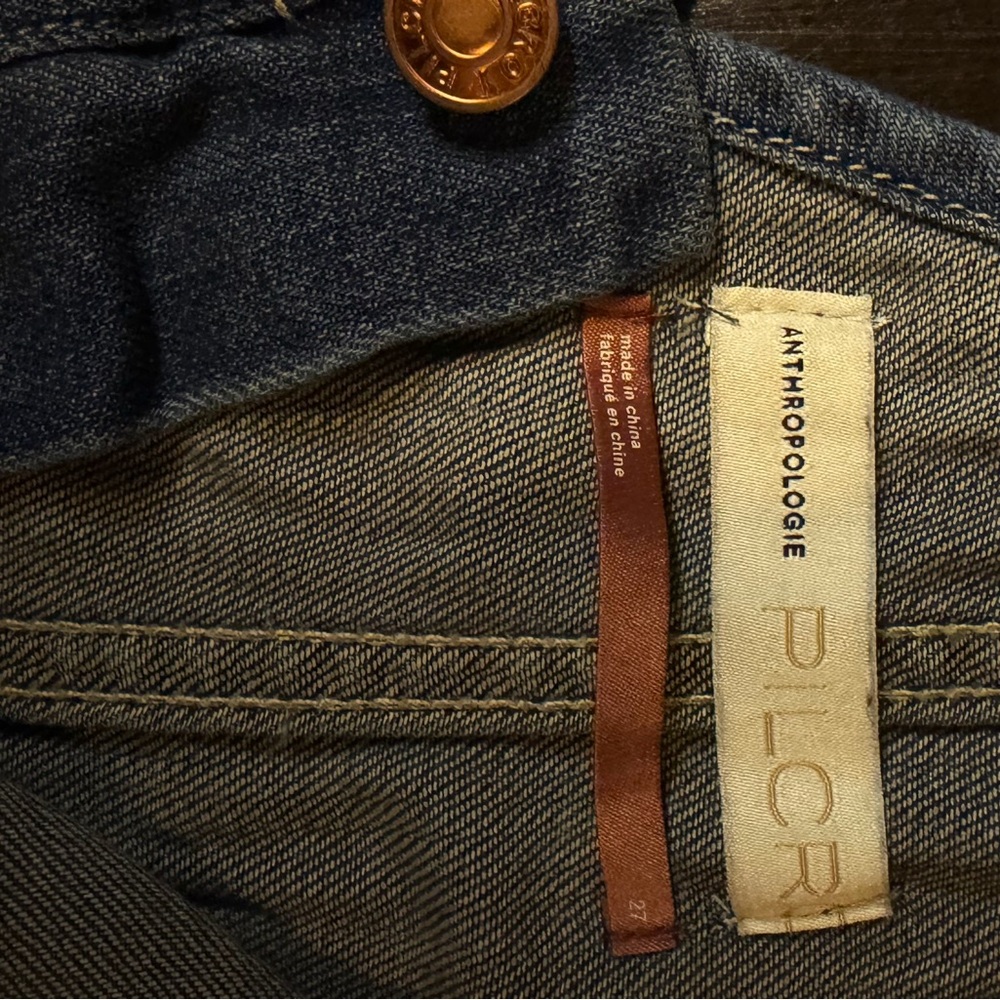 Anthropologie Pilcro Denim Short Overalls Romper Button Front Size 27 - Picture 2 of 6